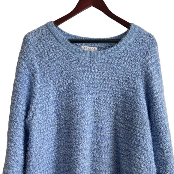 Studio JPR Sweater Women XL Blue Crew Neck 3/4 Sleeve Sherpa Fuzzy Cozy‎ Casual - Picture 4 of 10